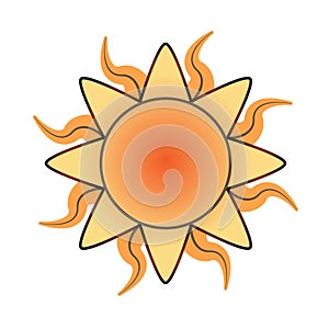 Scorching sun flat illustration on white