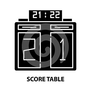 score table icon, black vector sign with editable strokes, concept illustration