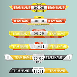 A scoreboard broadcast, sport score board football