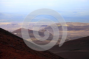 Scoria field and cones near Tolbachinskiy volcano.