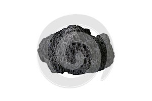 Scoria rock isolated on white background. Scoria is a dark-colored igneous rock