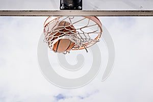 Scoring Basket Falling Through the Net