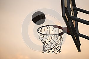 Scoring the winning points at a basketball gameScoring the winning points at a basketball game. sport basketball concept