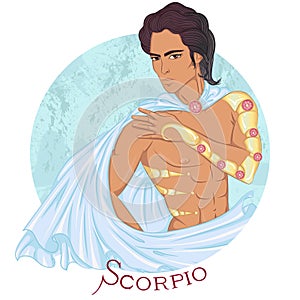 Scorpio as a beautiful man with swarthy skin