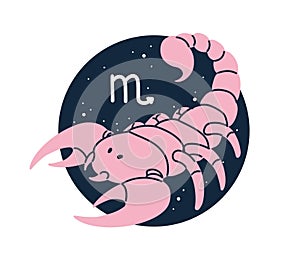 Scorpio, astrological zodiac sign. Scorpion, horoscope symbol, star sky. Scorpius constellation, esoteric celestial