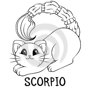 Scorpio cute cartoon zodiac cat