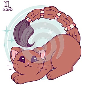 Scorpio cute cartoon zodiac cat color