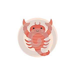 Scorpio cute zodiac sign round vector illustration