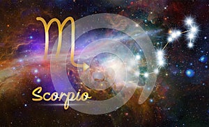 Scorpio Libra Zodiac Sign and Constellation, cosmic background