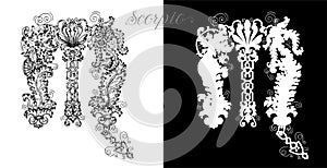 Scorpio or Scorpion Zodiac Sign with victorian baroque patterns