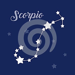 Scorpio sign constellation vector icon on dark background