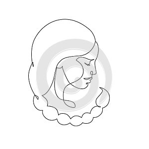 Scorpio woman astrological sign. Beautiful girl in line art style