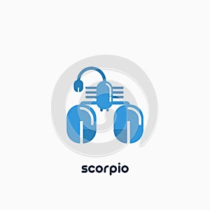 Scorpio zodiac sign, astrological, horoscope symbol. Flat icon. Vector illustration