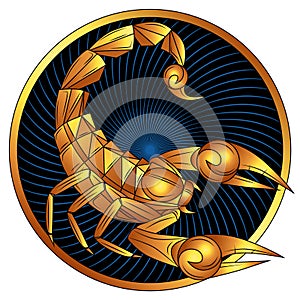 Scorpio golden zodiac sign vector horoscope symbol