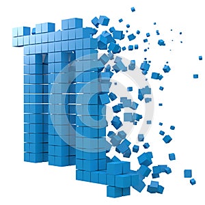 Scorpio zodiac sign shaped data block. version with blue cubes. 3d pixel style vector illustration