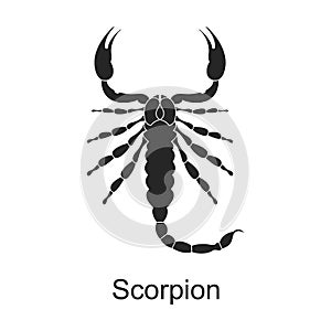 Scorpion arthropod vector black icon. Vector illustration pest insect scorpion on white background. Isolated black