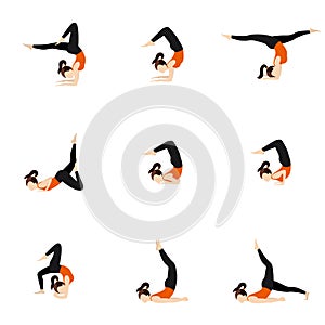 Scorpion variations yoga asanas set