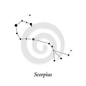 Scorpius sign. Stars map of zodiac constellation. Vector illustration