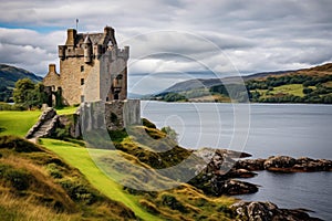 Scot scottish castle. Generate Ai photo