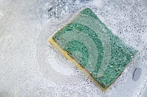 Scotch Brite on bubbles background with copy space for