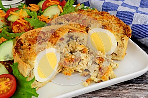 Scotch Egg Quiche With Salad