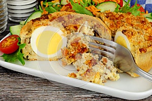 Scotch Egg Quiche With Salad