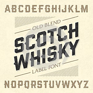 Scotch whiskey style label font with sample design