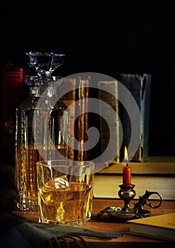 Scotch Whisky Ice with Burning Candle