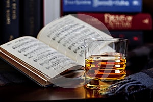 Scotch Whisky Neat with Books and Scarf