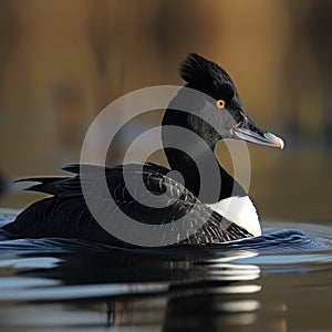 The scoter( Melanitta fusca) is a waterfowl of the family Anatidae