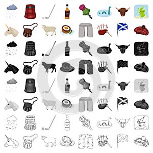 Scotland country set icons in cartoon style. Big collection of Scotland country vector symbol stock illustration