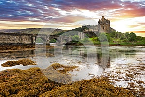 Scotland , Eilean Donan Castle at sunset - UK