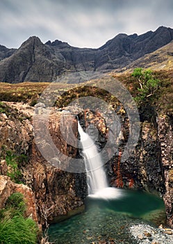 Scotland - Fairy pools waterfall at sunirse in Isle of Skye, UK