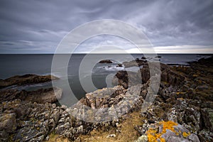 Scotland findochty beach north east coast rocky long exposure