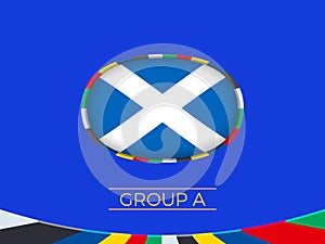 Scotland flag for 2024 European football tournament, national team sign