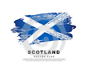 Scotland flag. Hand drawn blue and white brush strokes. Vector illustration isolated on white background