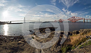 Scotland, forth railway bridge and forth road bridge