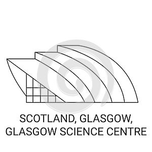 Scotland, Glasgow, Glasgow Science Centre travel landmark vector illustration