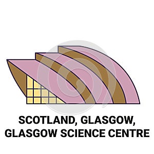 Scotland, Glasgow, Glasgow Science Centre travel landmark vector illustration