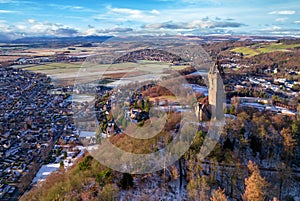 Scotland, monument to William Wallace in the city of Stirling, view from above photo