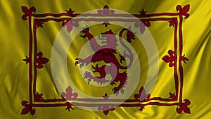 Scotland national lion rampant flag blowing in the wind, the royal banner for Scotland