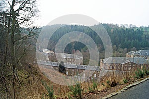 Scotland New Lanark village view from hills