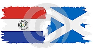 Scotland and Paraguay grunge flags connection vector