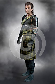 Scotsman in green tartan kilt - portrait