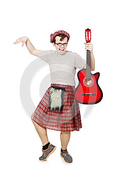 Scotsman playing guitar