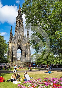 Scott Monument and statue,Princes Street Gardens,Edinburgh,Scotland