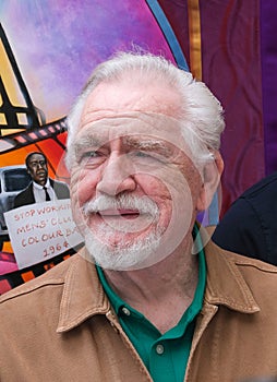 Scottish actor Brian Cox speaking at the Equity Union - SAG-AFTRA rally in London, UK.