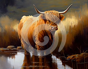 A Scottish Art: A Portrait of a Stubborn, Decisive Cow Standing in Deep, Wet Mud