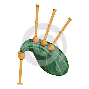 Scottish bagpipes icon, cartoon style