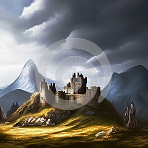 Scottish castle in the Highlands depiction